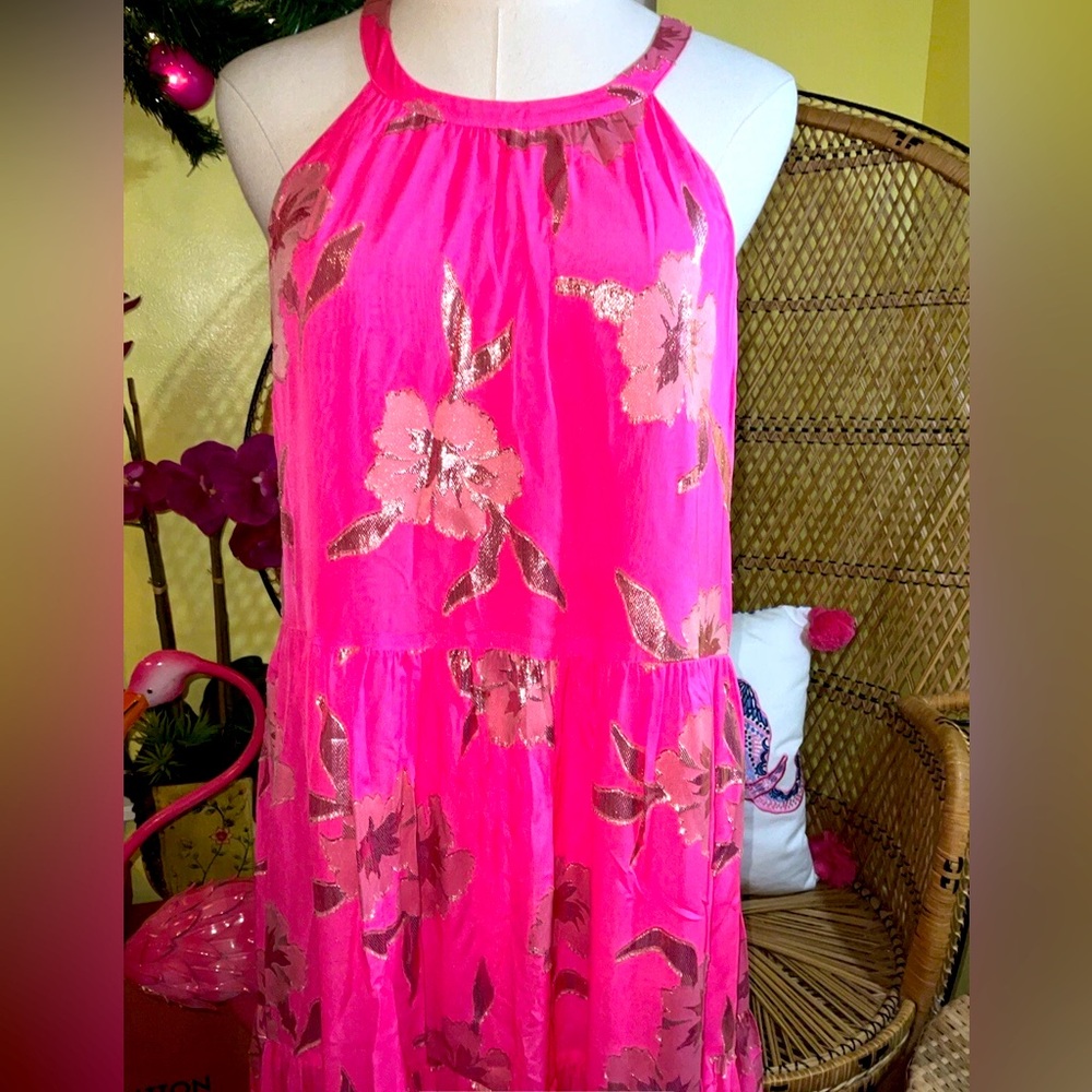 Lilly Pulitzer NWT Beccalyn Maxi Dress Roxie Pink Anniversary Silk Clip Size M - Picture 3 of 9